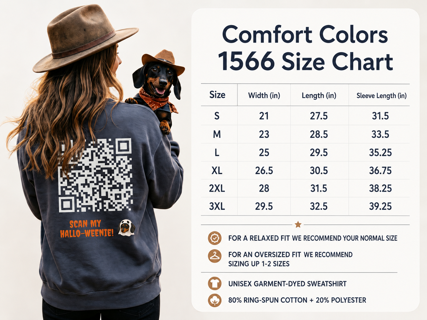 Viva la Doxie!  🌸👻 SCAN MY BOO-WEENIE! 🎃🧟 Halloween QR Code Sweatshirt