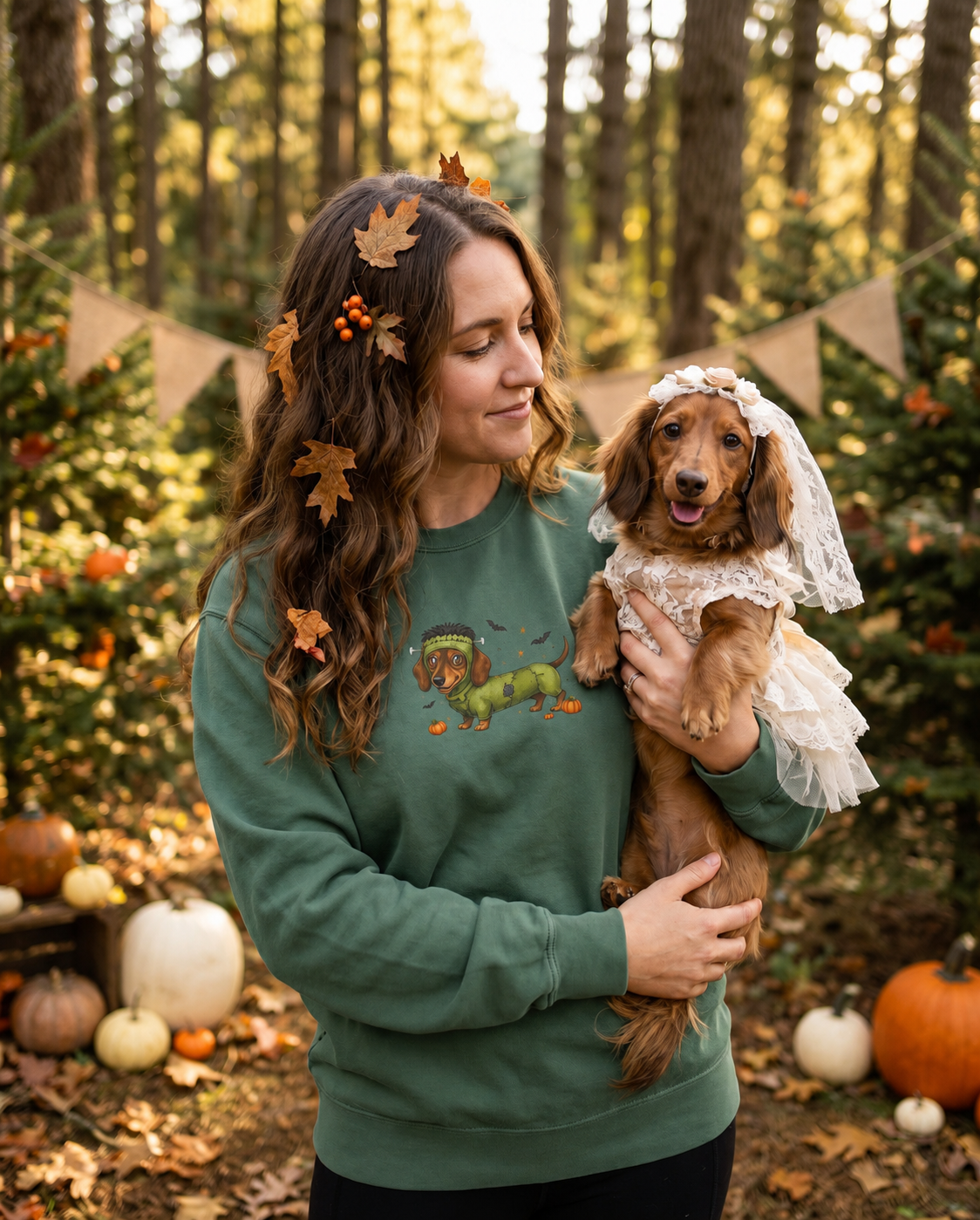 Scan My Franken-Weenie 🌭😂 Halloween Doxie Tribe QR Code Sweatshirt