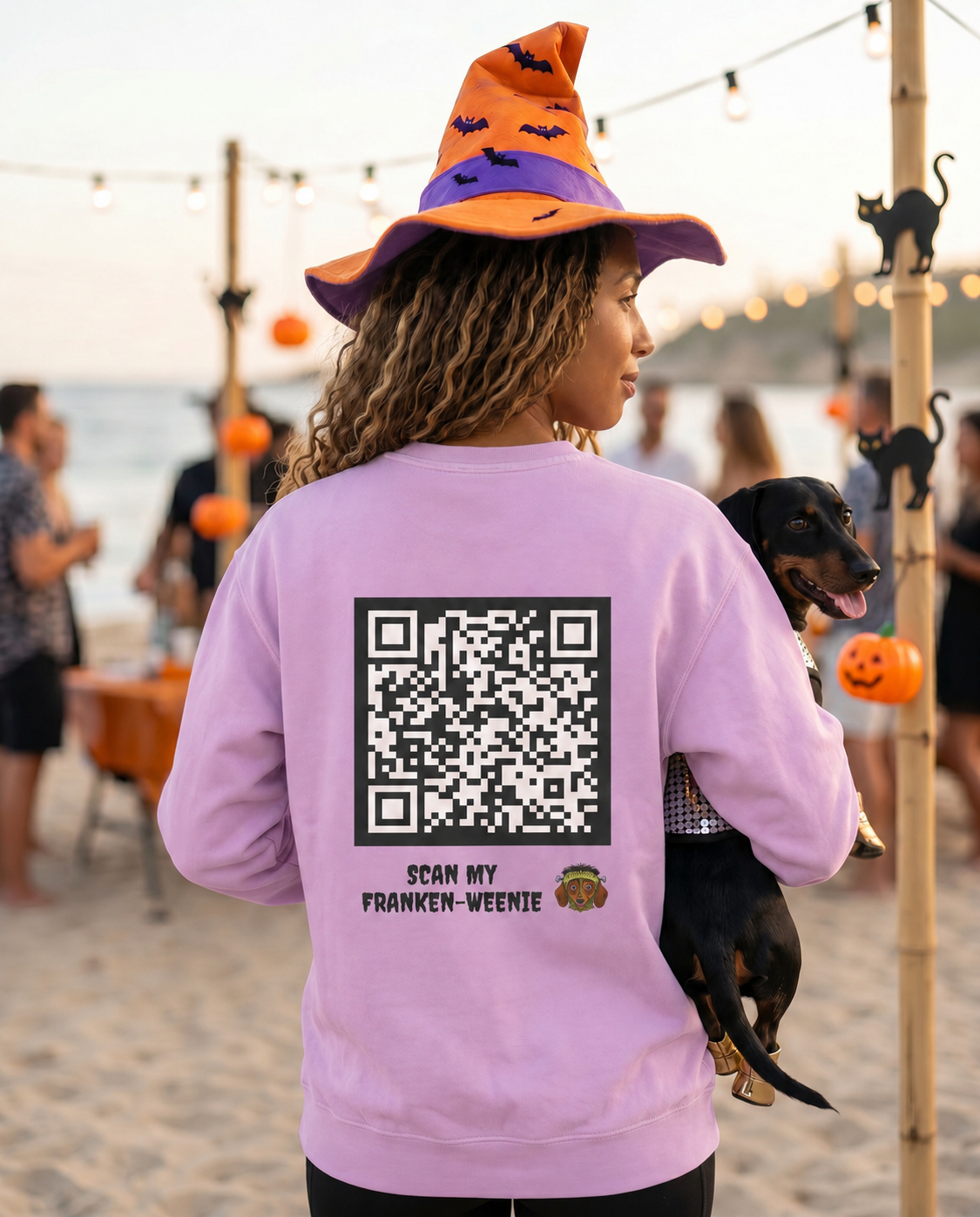 Scan My Franken-Weenie 🌭😂 Halloween Doxie Tribe QR Code Sweatshirt