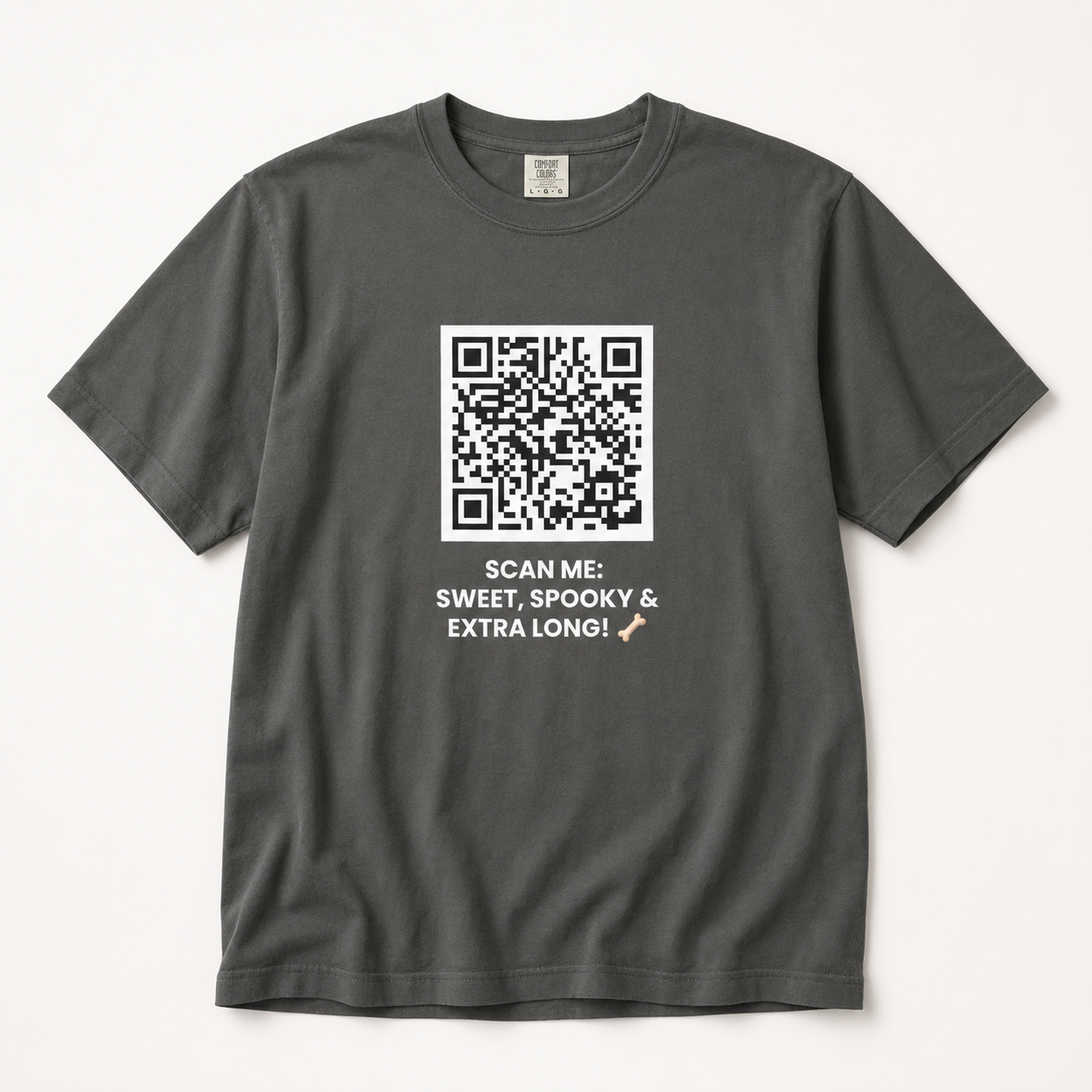 SCAN ME:  SWEET, SPOOKY & EXTRA LONG! 🦴 Halloween QR Code T-Shirt