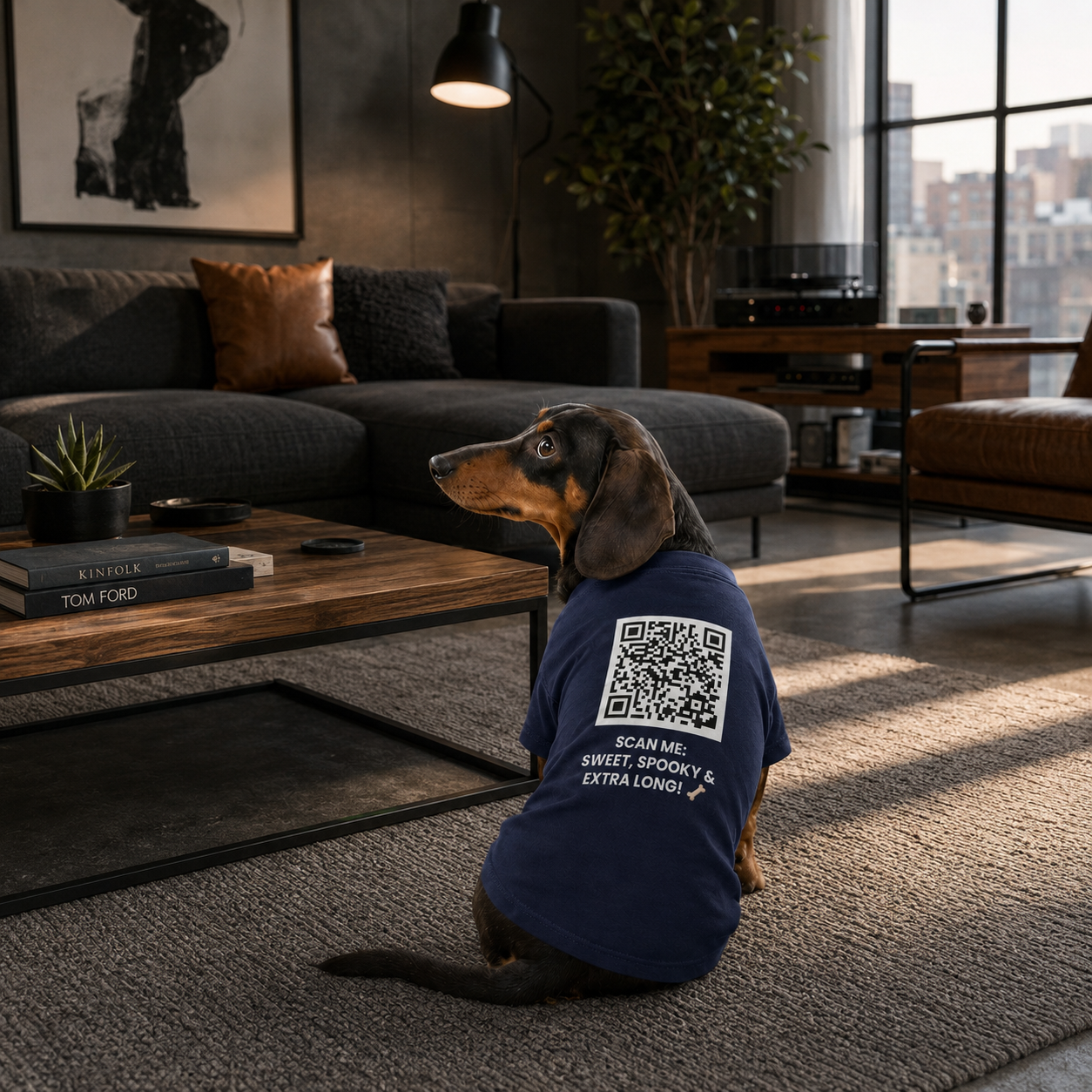 SCAN ME:  SWEET, SPOOKY & EXTRA LONG! 🦴 Halloween QR Code T-Shirt