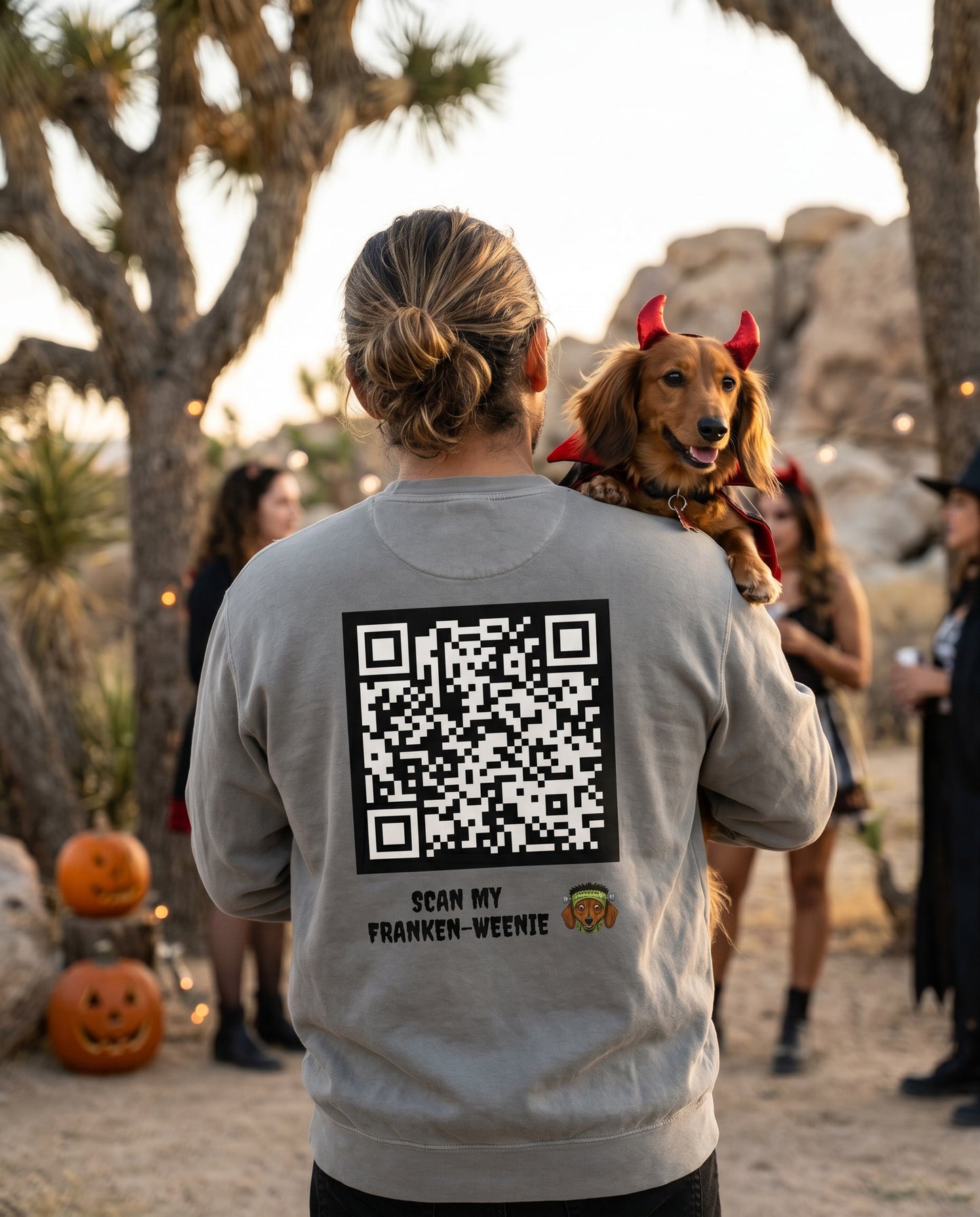 Scan My Franken-Weenie 🌭😂 Halloween Doxie Tribe QR Code Sweatshirt