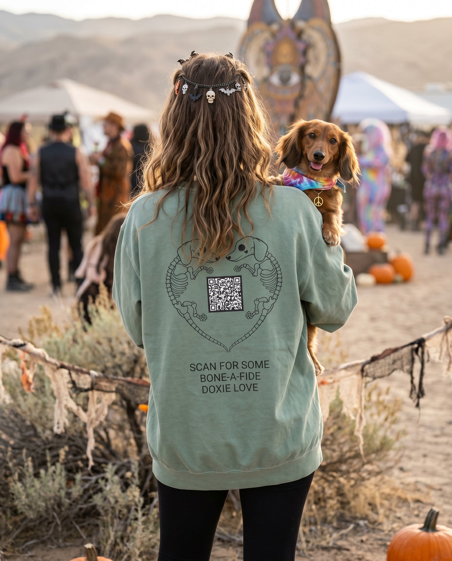 Scan For Some Bone-A-Fide DOXIE LOVE 😍🎃 Funny Halloween QR Code Sweatshirt