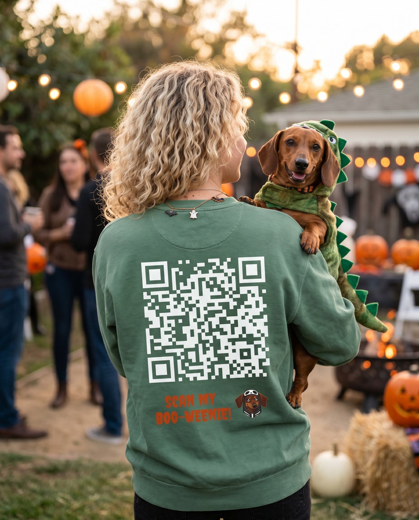 Scan My Boo-Weenie! 1👻Halloween Doxie Tribe QR Sweatshirt
