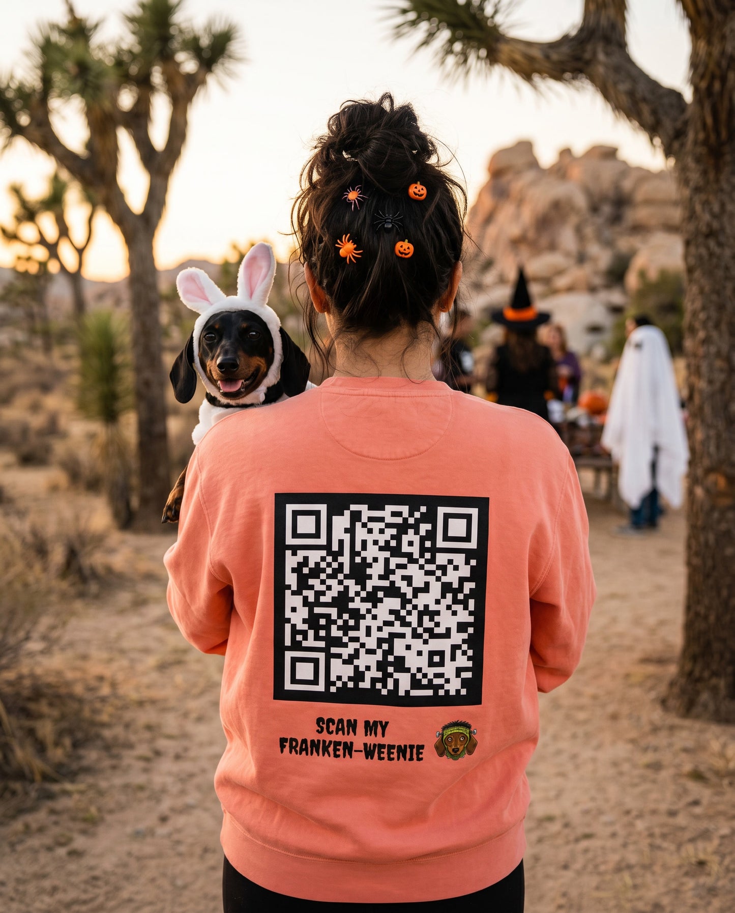 Scan My Franken-Weenie 🌭😂 Halloween Doxie Tribe QR Code Sweatshirt