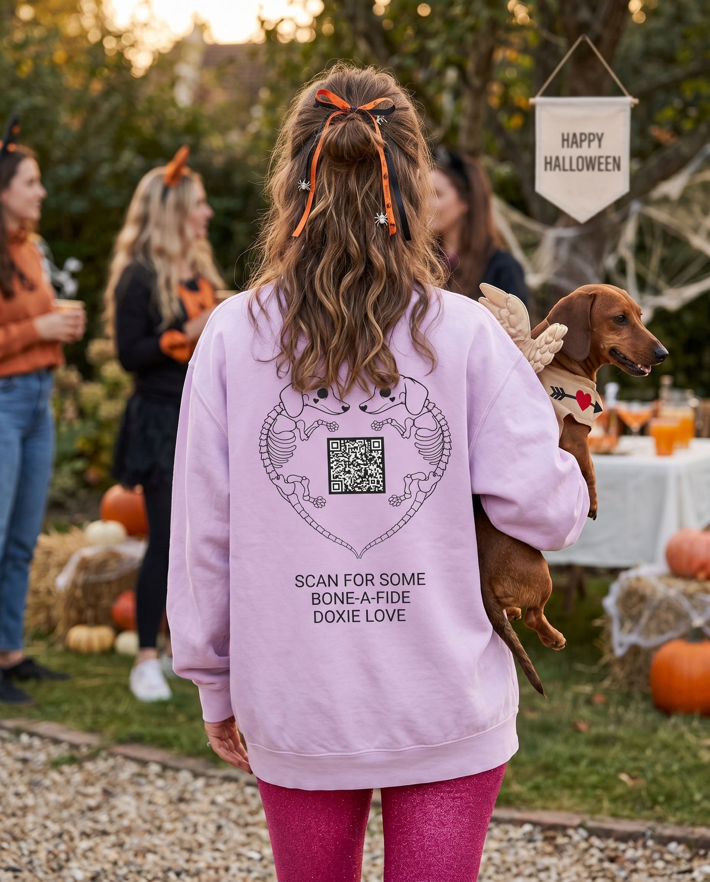 Scan For Some Bone-A-Fide DOXIE LOVE 😍🎃 Funny Halloween QR Code Sweatshirt