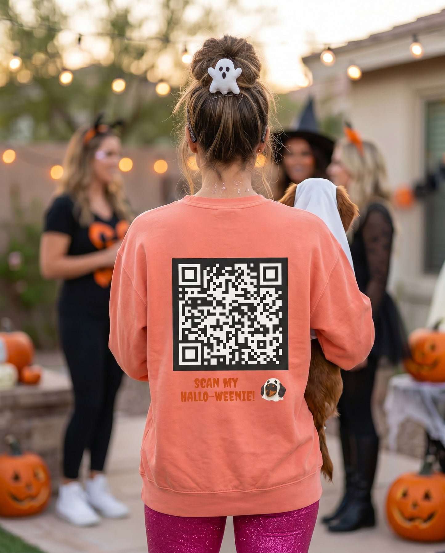 Scan My Hallo- Weenie! Doxie Love 😍🐾 Halloween QR Code Sweatshirt