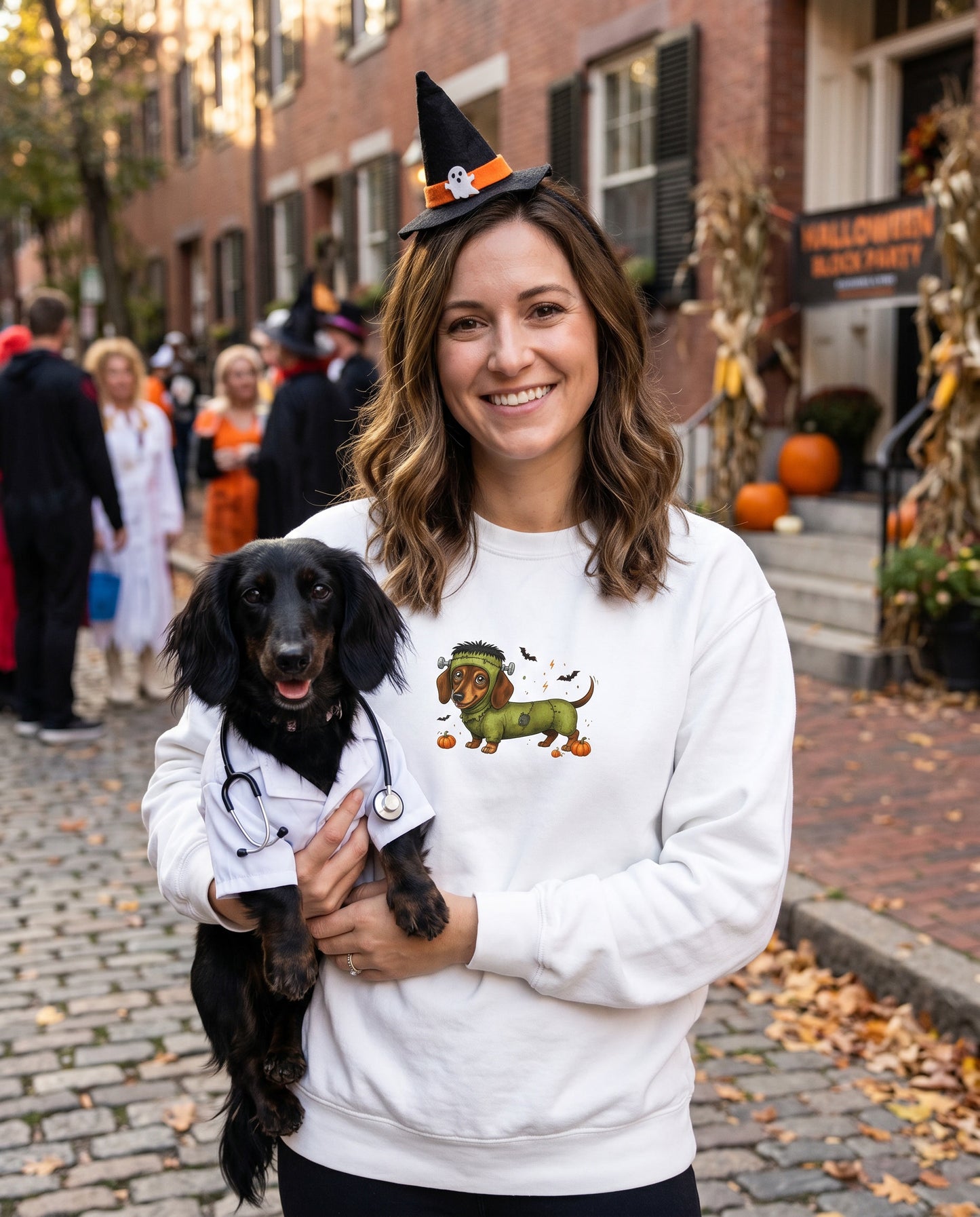 Scan My Franken-Weenie 🌭😂 Halloween Doxie Tribe QR Code Sweatshirt