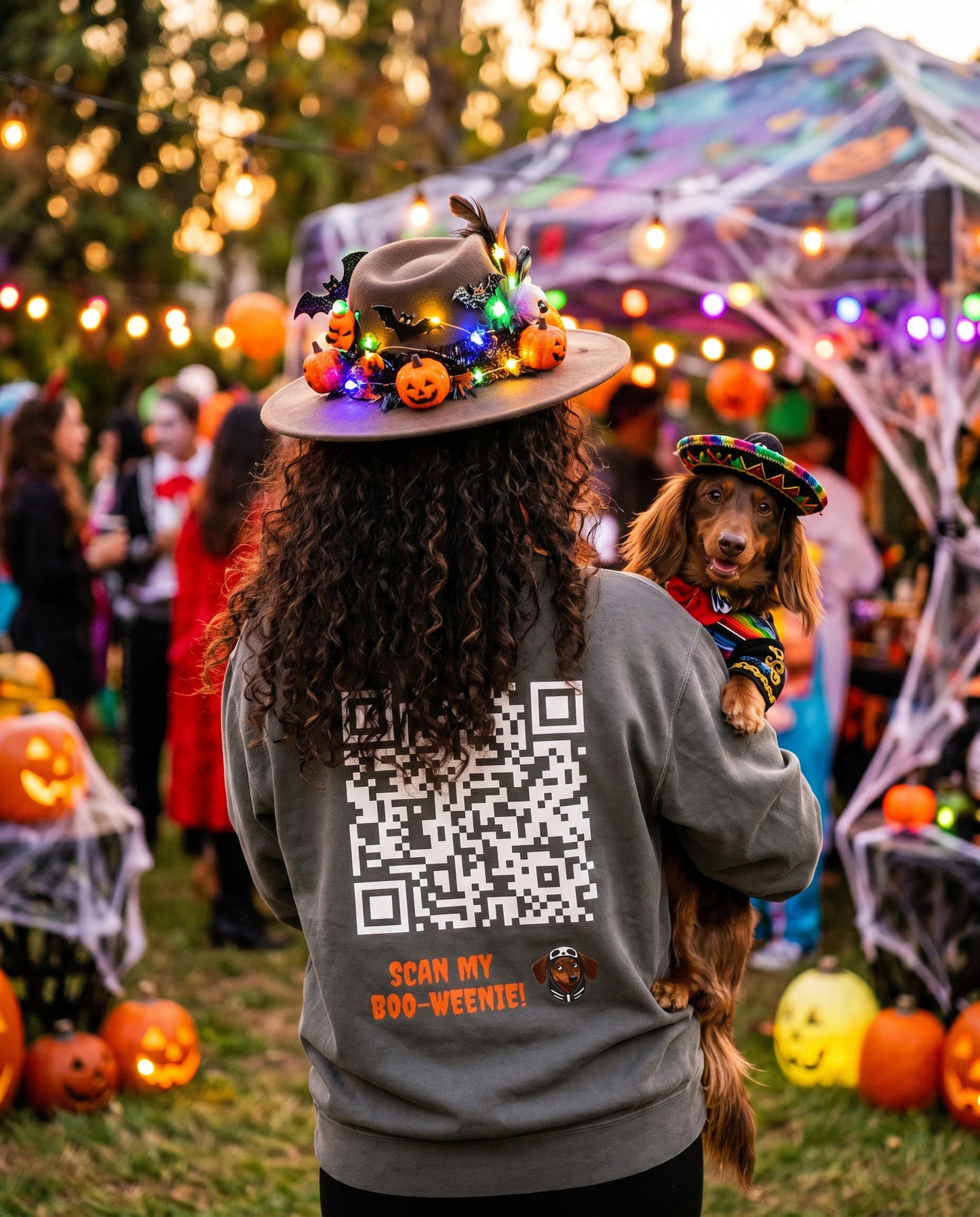 Scan My Boo-Weenie! 1👻Halloween Doxie Tribe QR Sweatshirt