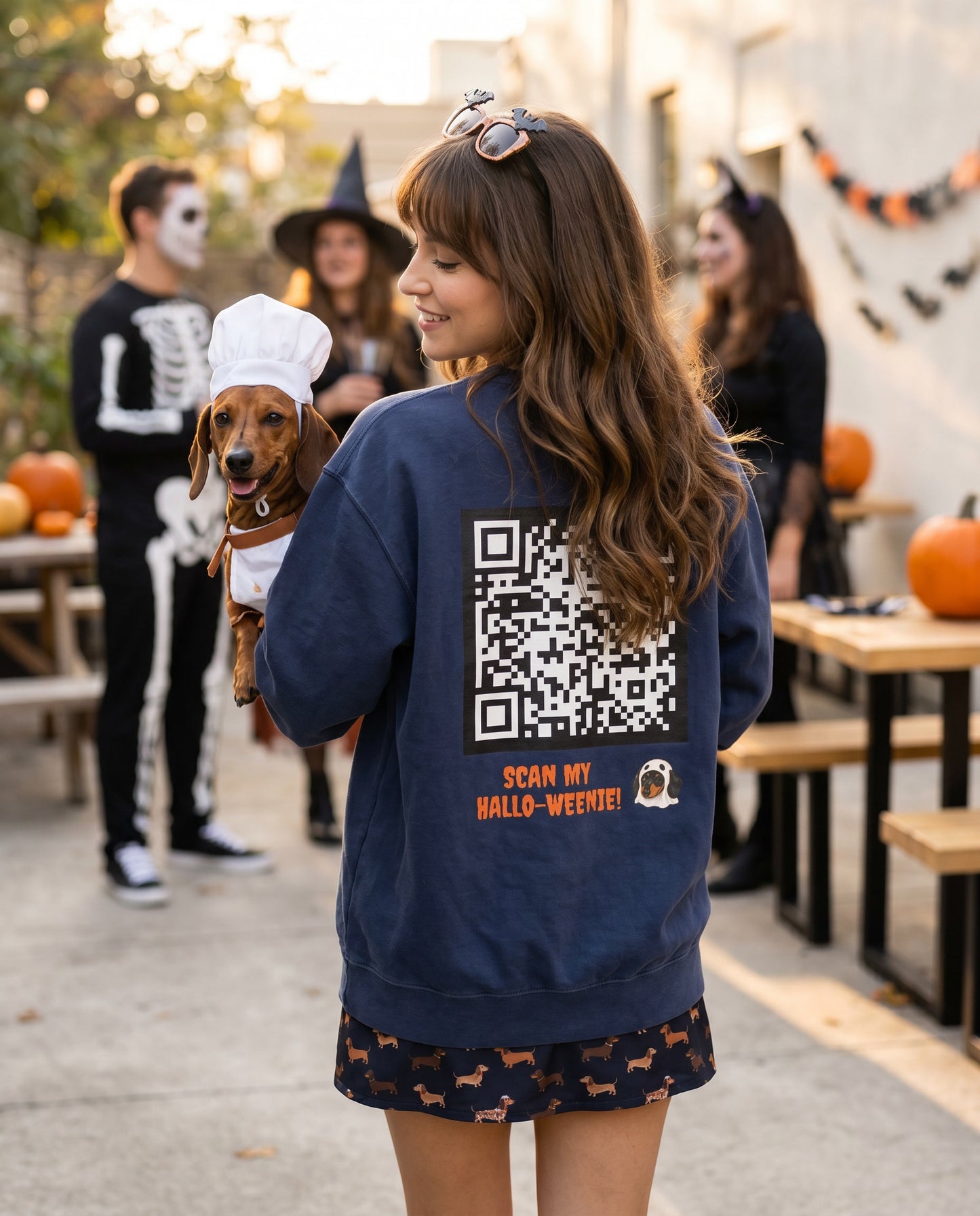 Scan My Hallo- Weenie! Doxie Love 😍🐾 Halloween QR Code Sweatshirt