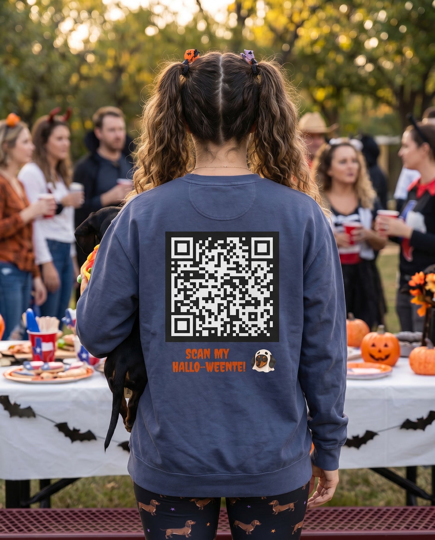 Scan My Hallo- Weenie! Doxie Love 😍🐾 Halloween QR Code Sweatshirt