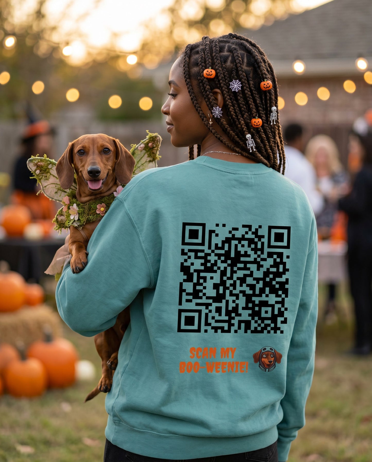 Scan My Boo-Weenie! 2😍🧛‍♀️ Halloween Doxie Tribe QR Code Sweatshirt