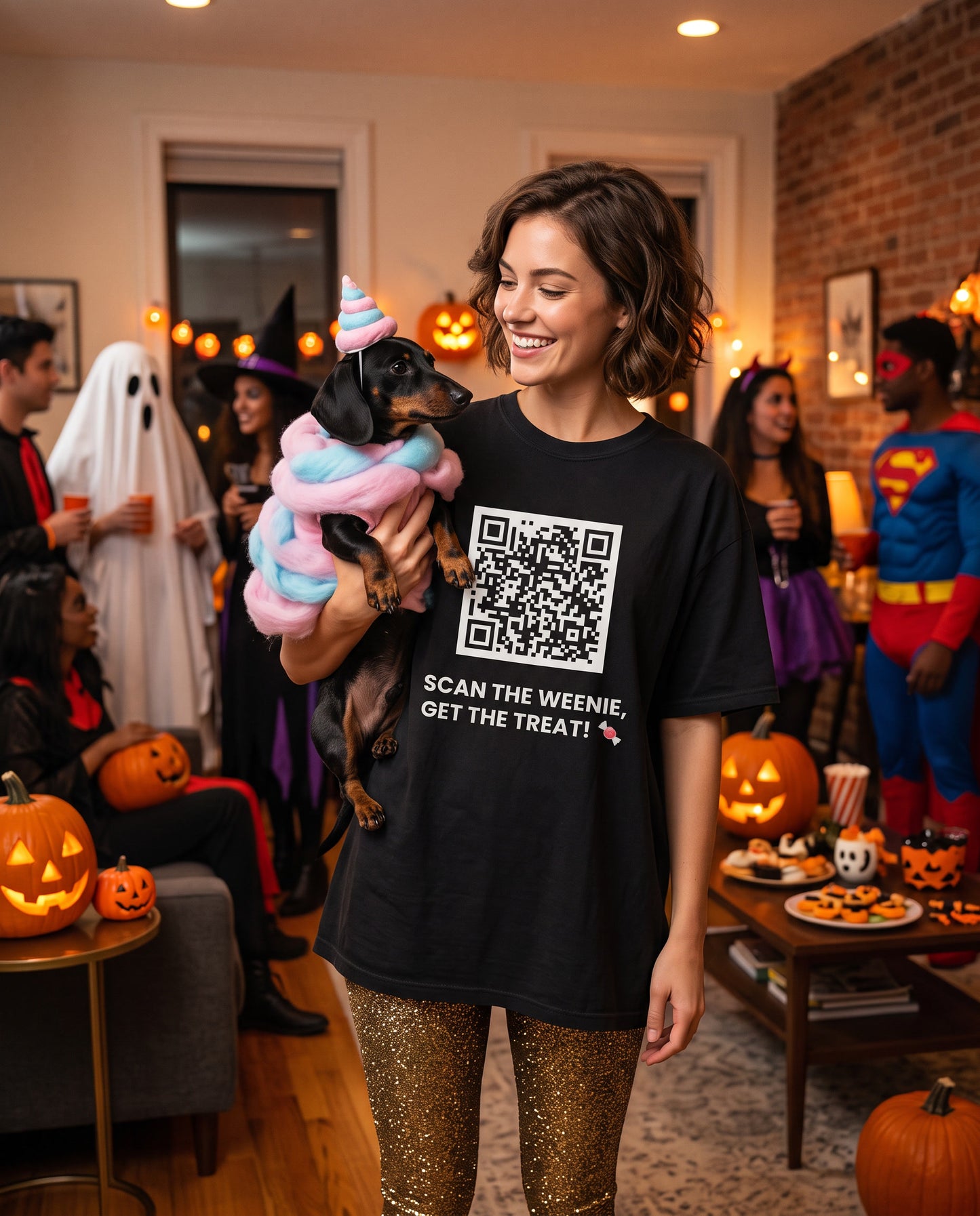 SCAN THE WEENIE, GET THE TREAT! 🍬 Halloween QR Code T-Shirt