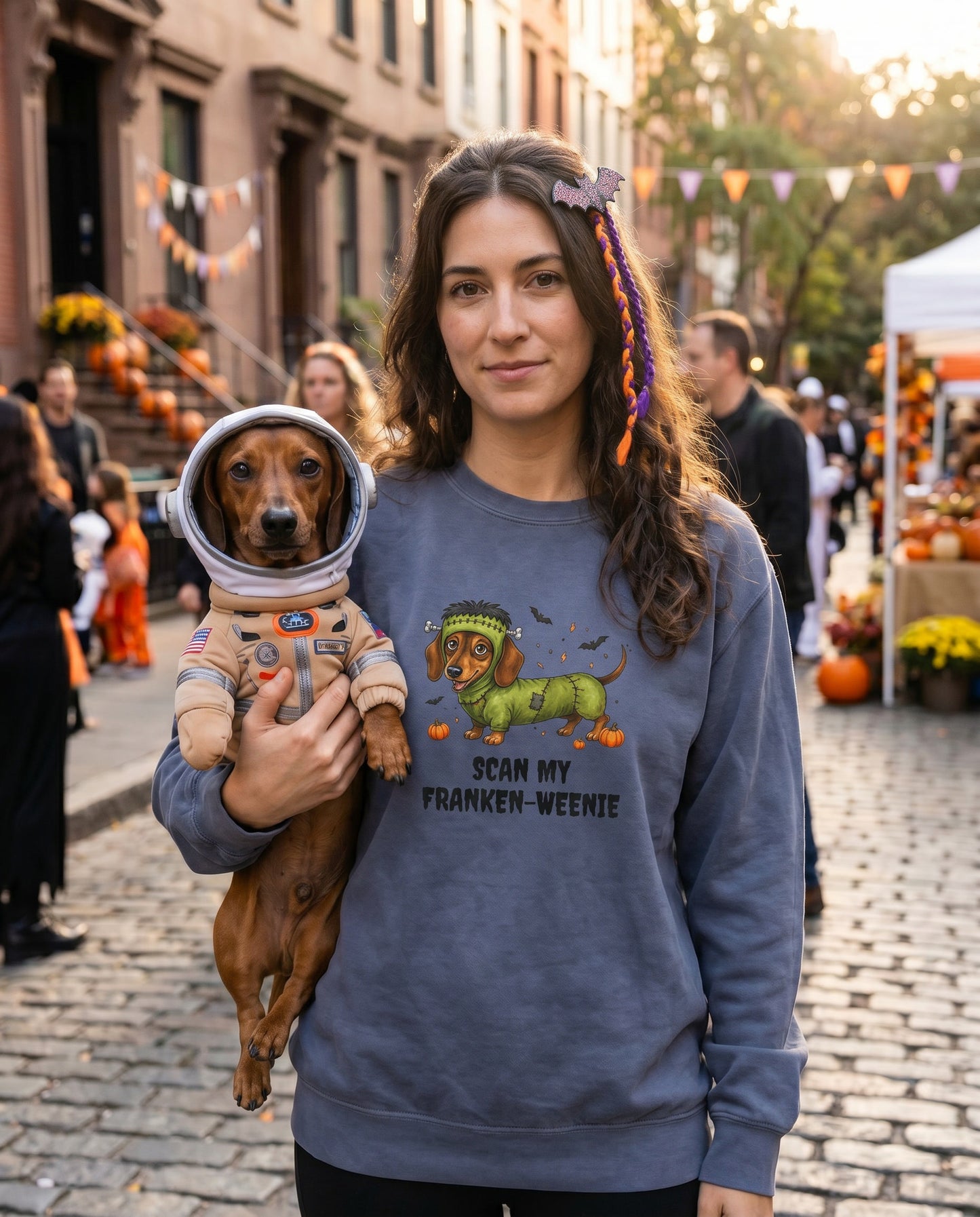 Scan My Franken-Weenie 🌭😂 Halloween Doxie Tribe QR Code Sweatshirt