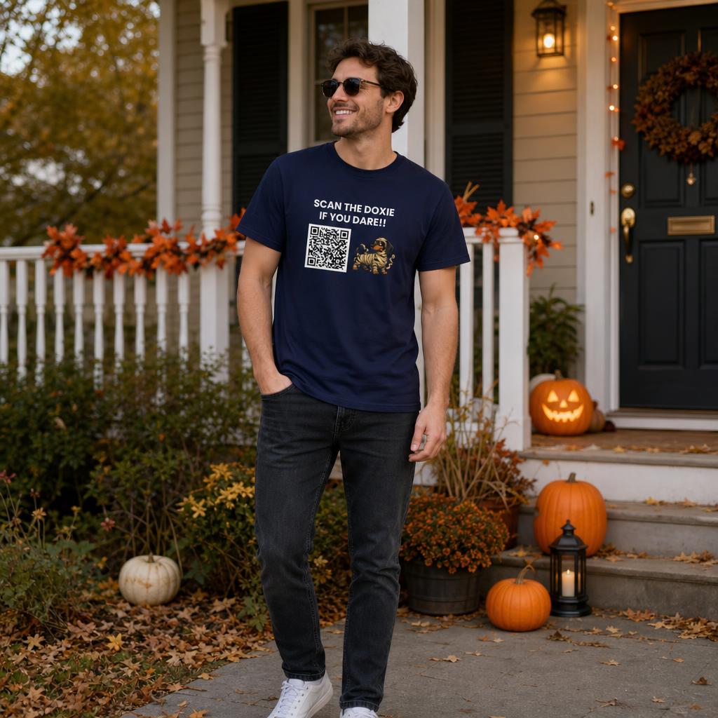 SCAN THE DOIXE IF YOU DARE! 🍬👻 Halloween QR Code T-Shirt