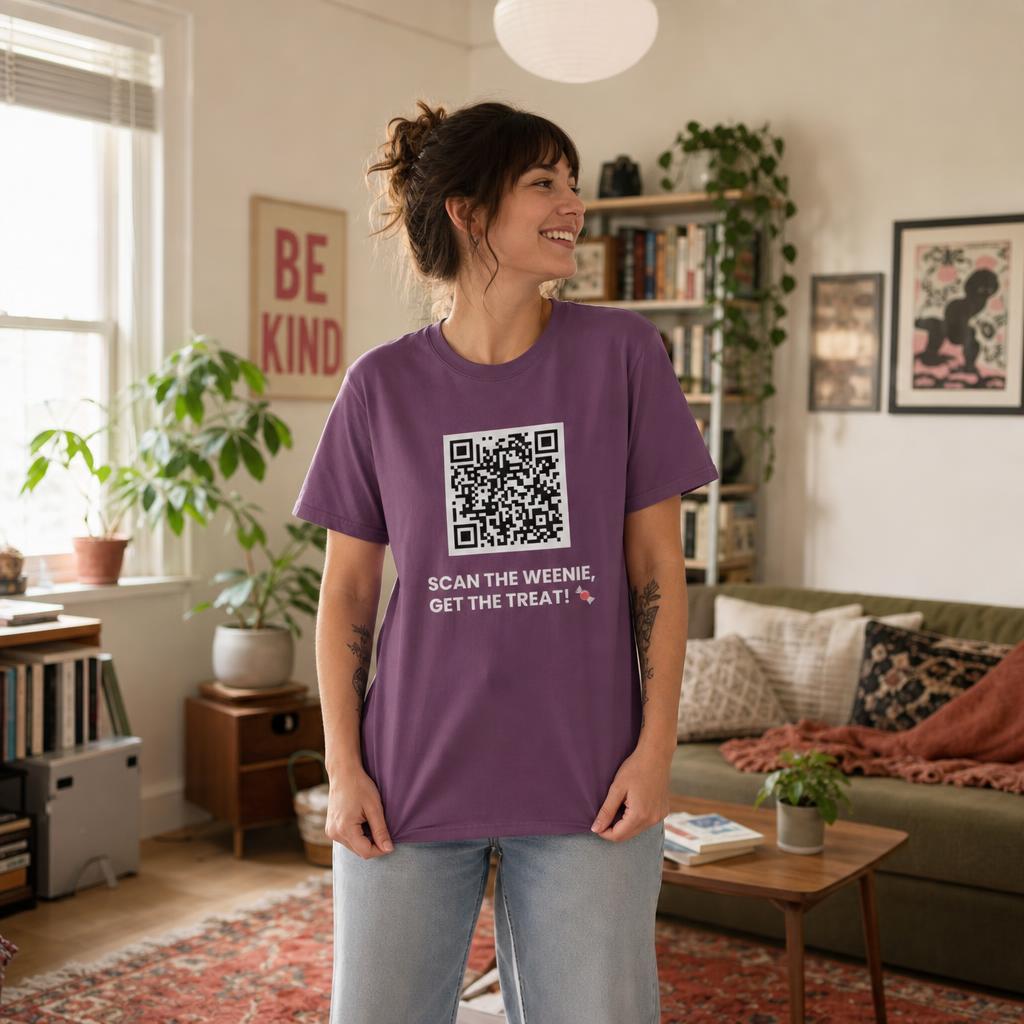 SCAN THE WEENIE, GET THE TREAT! 🍬 Halloween QR Code T-Shirt