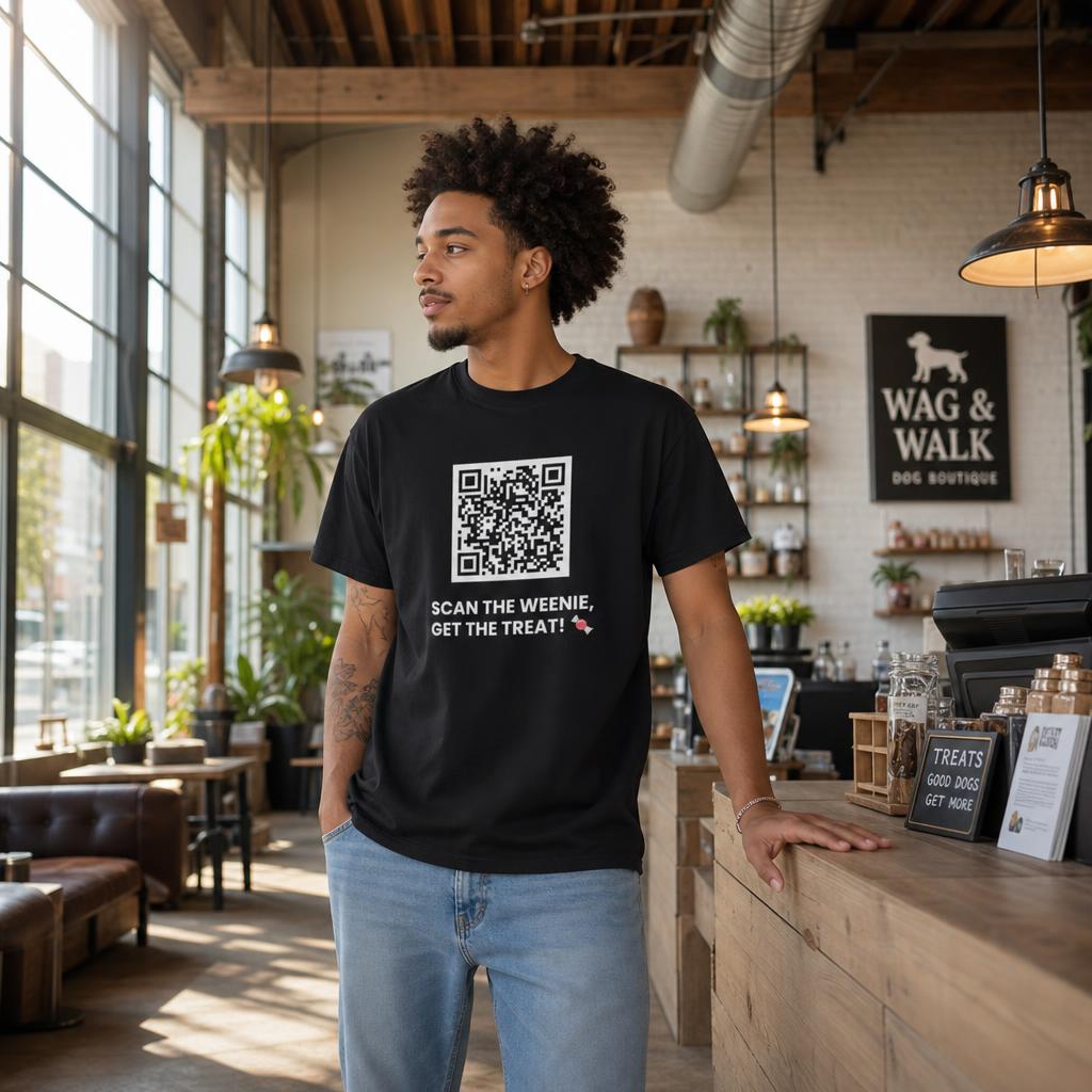 SCAN THE WEENIE, GET THE TREAT! 🍬 Halloween QR Code T-Shirt