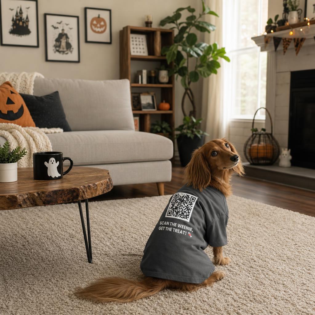 SCAN THE WEENIE, GET THE TREAT! 🍬 Halloween QR Code T-Shirt
